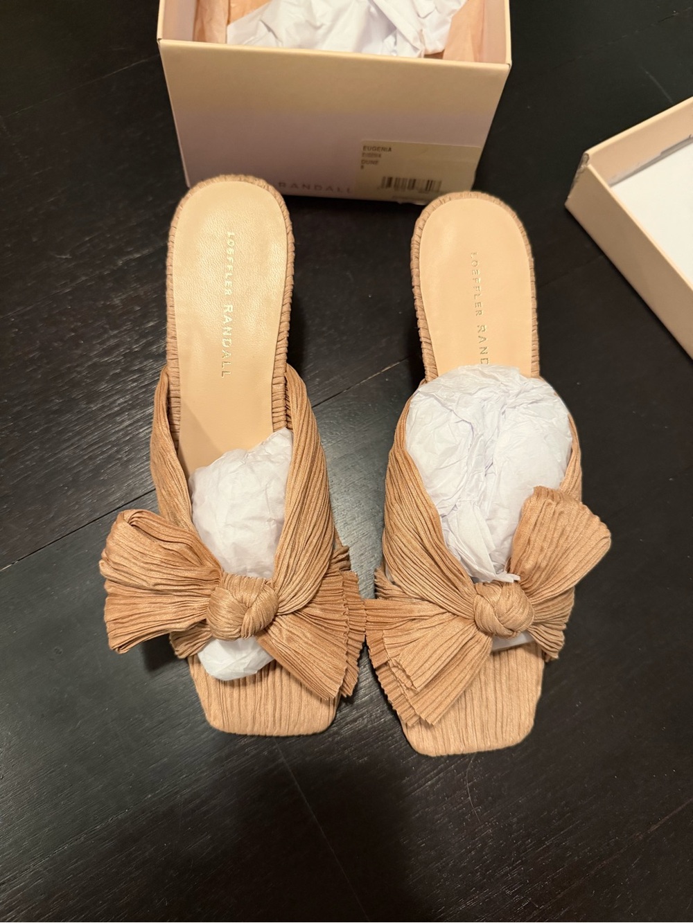 Loeffler Randall Tan Knotted Bow Mules